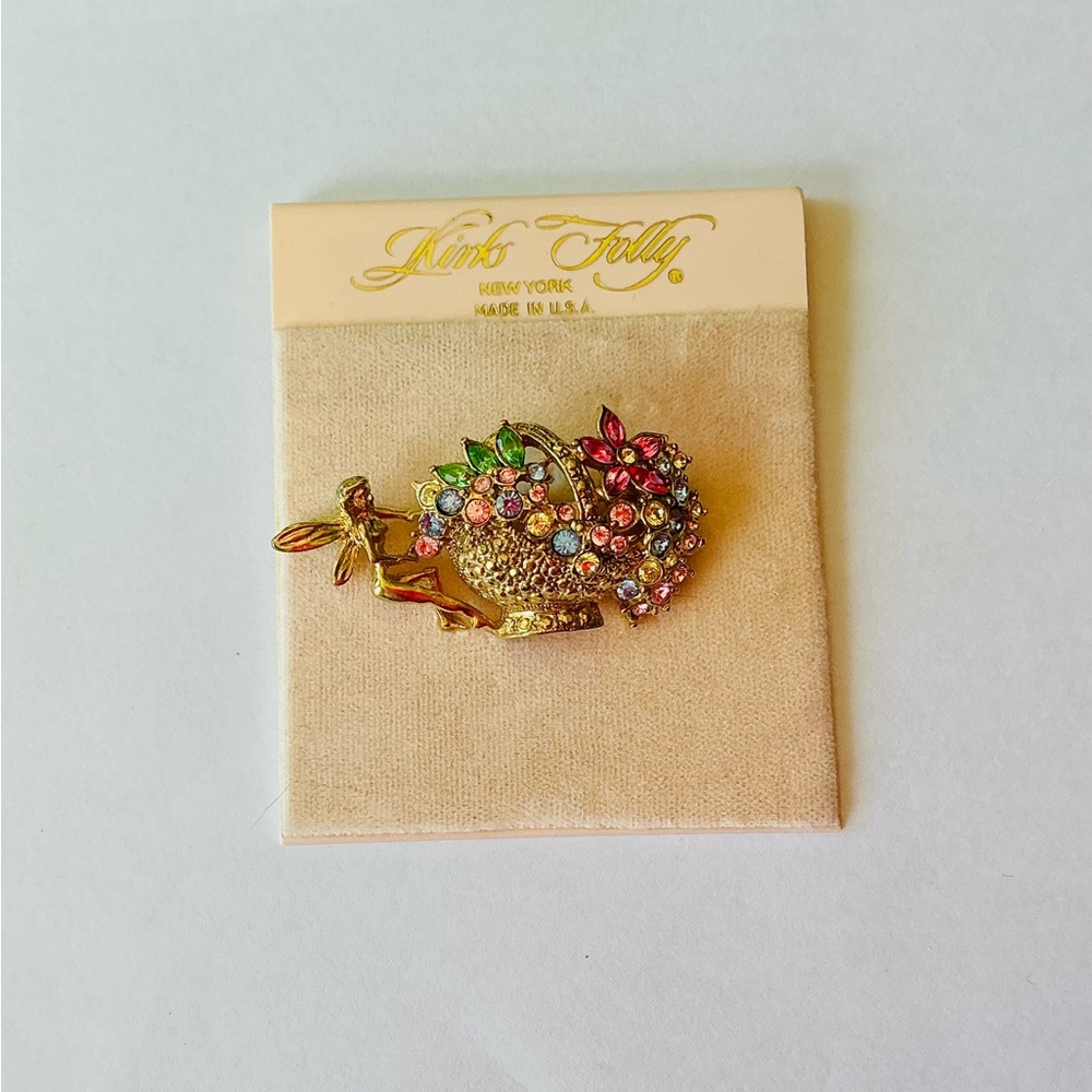Kirks Folly Gold Fairy Brooch with Multicolor Gems
